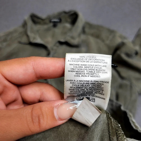 Express Green Tie Front Button Down Dress - Picture 7 of 7